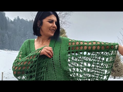 Bluză croșetată elegantă cu mâneci ajurate | Tutorial pas cu pas