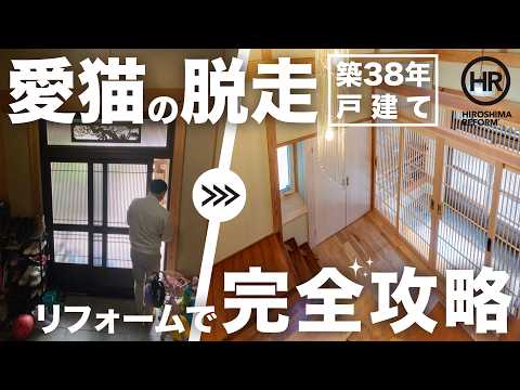 【築38年戸建てが激変！】愛猫3匹と快適に暮らすリフォーム｜オーダーキッチンですっきり＆断熱×ペレットストーブで光熱費削減！さらに格子戸で猫の脱走を予防｜旭ホームズ_広島