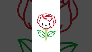 Easy smiling rose drawing for kids | Simple step-by-step tutorial