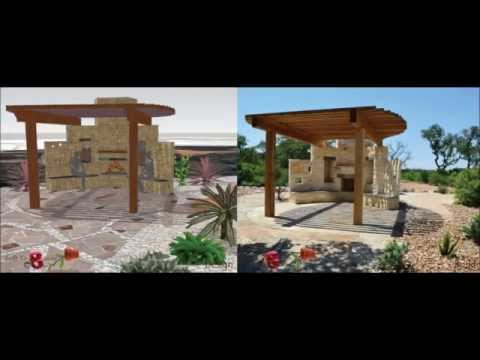 Chimney Fireplace with Pergola, Patio, Landscape, and Hardscape