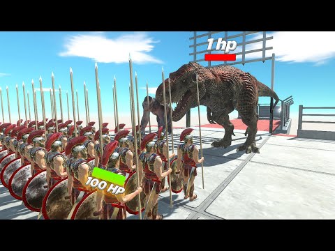 ⚡ 100 HP vs 1 HP . Spartan Warrlor vs All Units🦖 Animal Revolt Battle Simulator 🦕