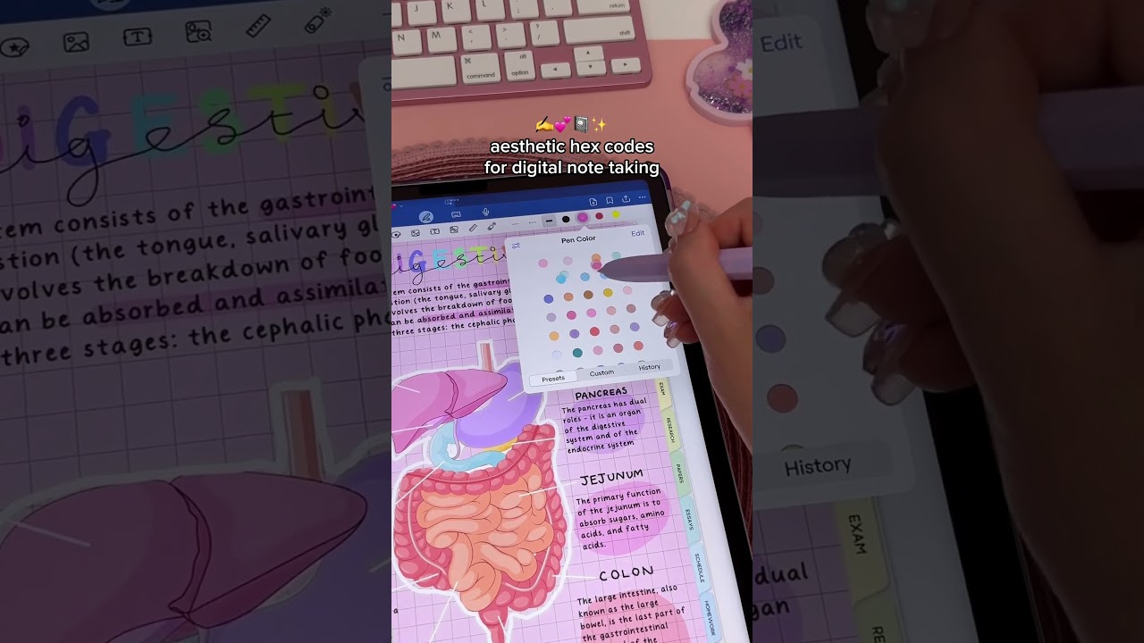 aesthetic hex codes 🩷 digital note taking | study notes | goodnotes app | iPad notes | apple pencil