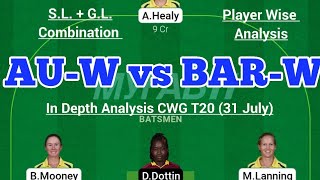 AU-W vs BAR-W Dream11 Team | AU-W vs BAR-W Dream11 T20|AU-W vs BAR-W Dream11 Today Match Prediction