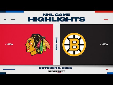 NHL Highlights | Blackhawks vs. Bruins - October 9, 2025