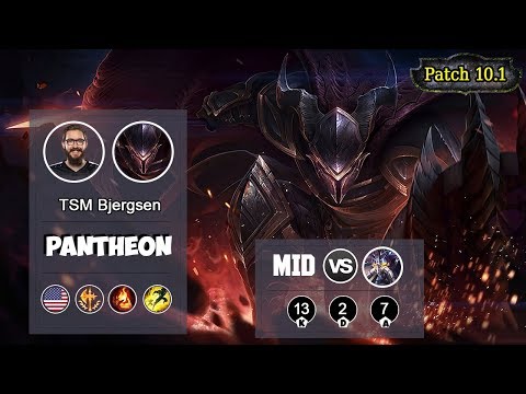 TSM Bjergsen Pantheon MID vs Kassadin | LOL | S10 NA D1 - Full Gameplay