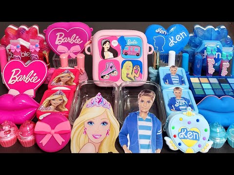 Barbie vs Ken Slime Mixing Makeup,Parts,Glitter Into Slime. Satisfying slime #ASMR#satisfying#slime