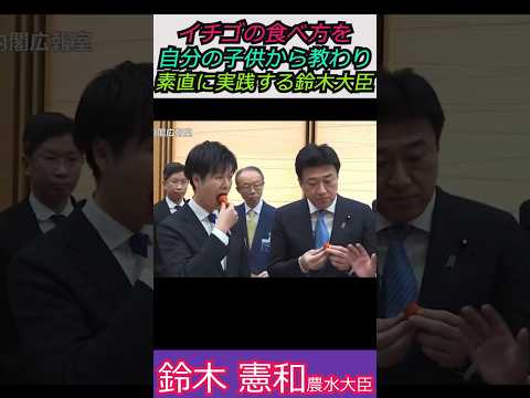 【※鈴木憲和農林水産大臣】イチゴの食べ方を自分の子供から教わり素直に実践する鈴木大臣 みんな見てくれてるよ #自民党 #shorts #ショート #鈴木憲和 #高市早苗 #いちご