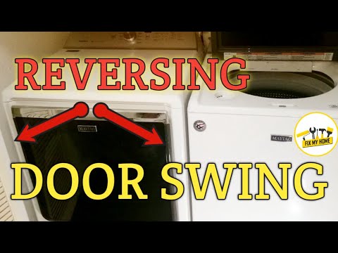 Reversing door swing on a dryer door