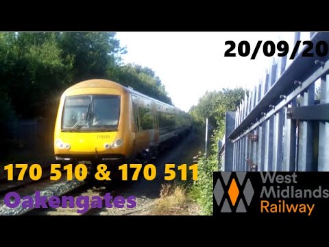 West Midlands Railway 170510 and 170511 arrive at Oakengates