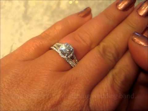 KI-117073 18k Petite split shank diamond halo engagement ring, shown still with an emerald