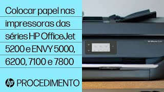 Colocar papel nas impressoras das séries HP OfficeJet 5200 e ENVY 5000, 6200, 7100 e 7800