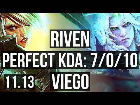 RIVEN vs VIEGO (TOP) | 7/0/10, 1100+ games, Godlike | KR Master | v11.13