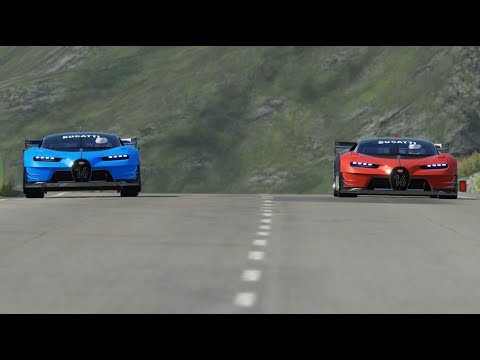 Bugatti Vision GT Red vs Bugatti Vision GT Blue at Highlands