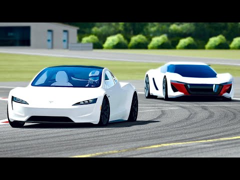 Audi PB18 e-tron vs Tesla Roadster at Top Gear Track
