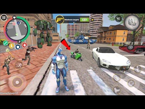 Rope Hero: Vice Town (Green Bike Stuck on Wet Roads) Rope Hero Remove Bike - Android Gameplay HD