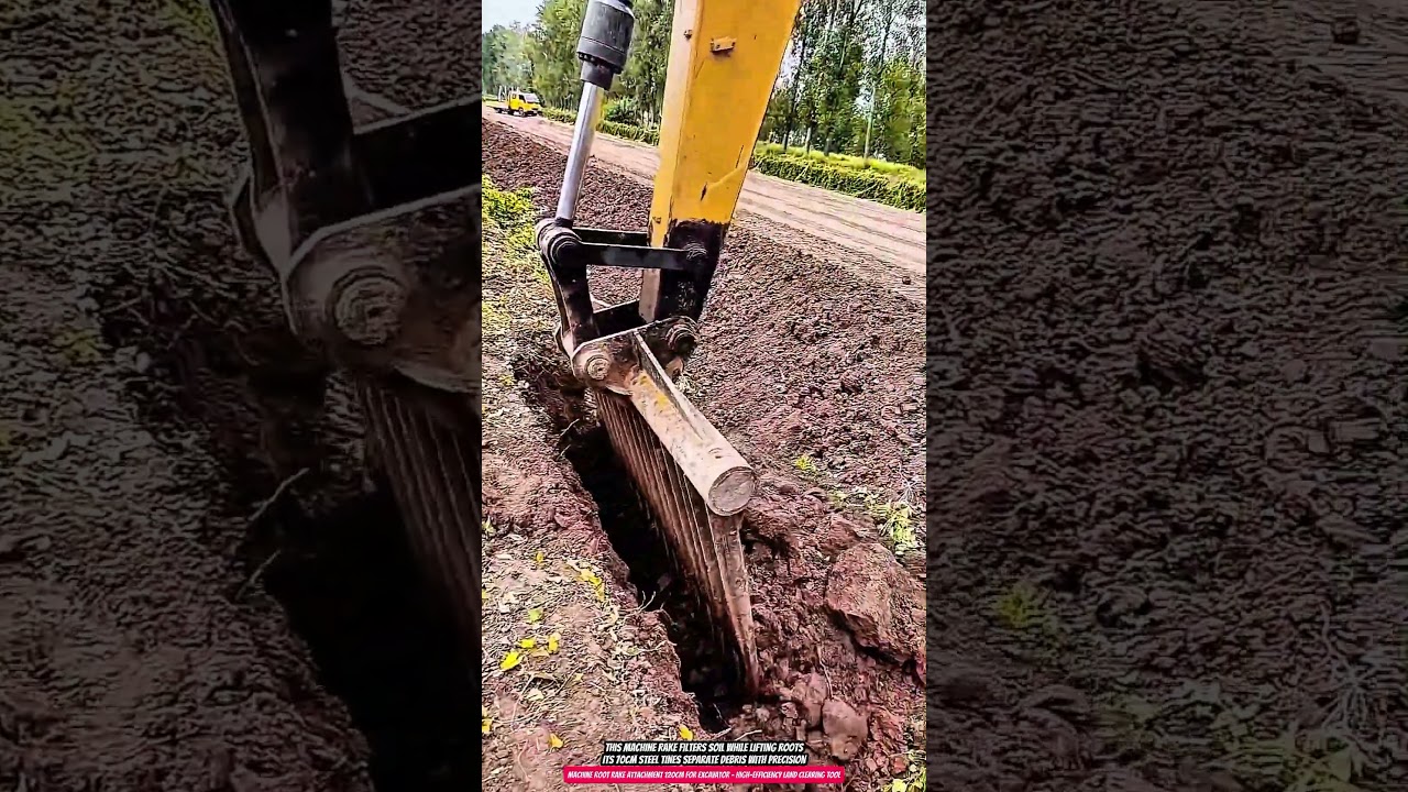 Machine Root Rake Attachment 120cm for Excavator - High-Efficiency Land Clearing Tool