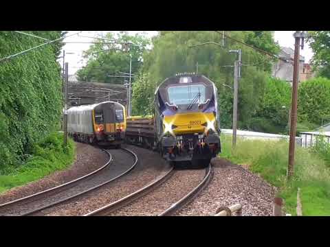 68023 with 37424 dit 6k27 Carlisle Yard - Crewe Engineers, 8th June 2018