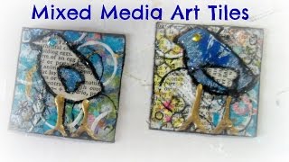 How to make mixed media art tiles Birds