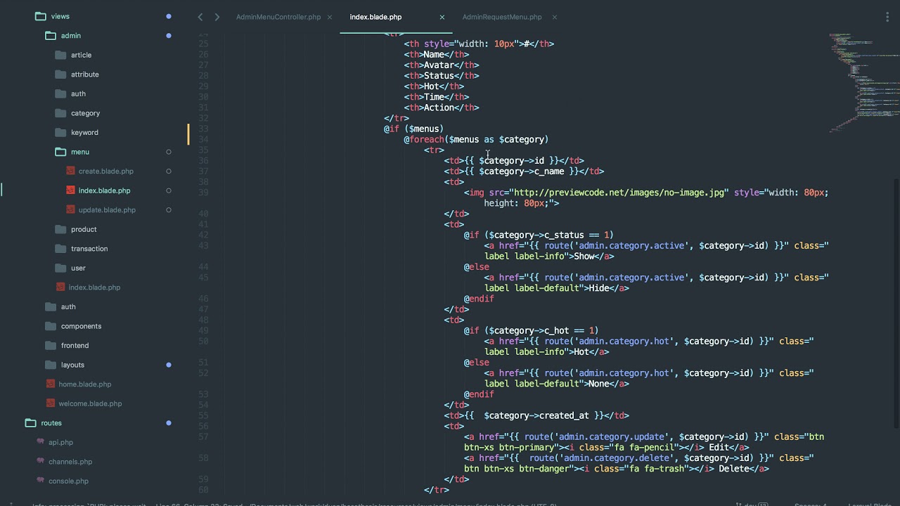 [Seri] - Website đồng hồ -  Hiển thị danh sách menus