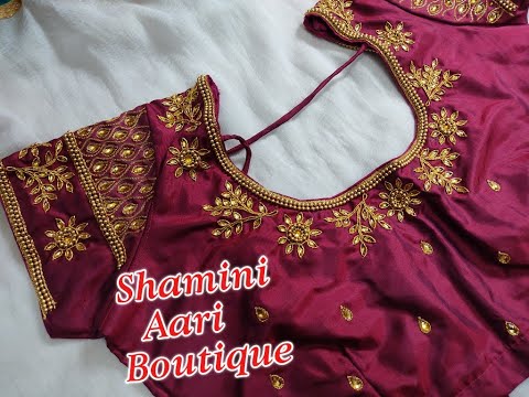# Aari work /#Zardosi leaf and flower work blouse making video/ # Aari tutorial video