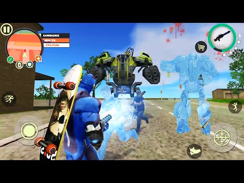 Rope Hero: Vice Town (Freez BD 100) | Ice Gun Freez Robot Machine  -   Android Gameplay