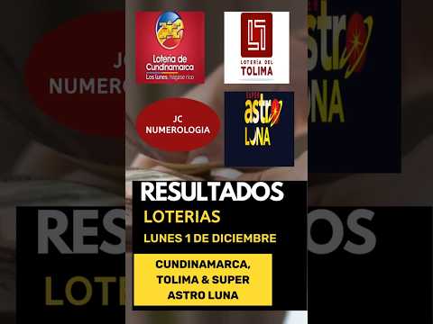 RESULTADOS LOTERÍAS DEL LUNES 🤑 Cundinamarca + Tolima + Super Astro Luna | 1 de DICIEMBRE 2025