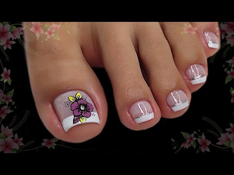 MODELO DE UÑAS  fáciles | Uñas de pies DECORADAS CON 🌺