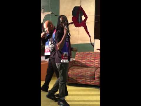 Mecca ak Grimo and Dug-g aka the request rocking Haiti Scarf, Haiti flag