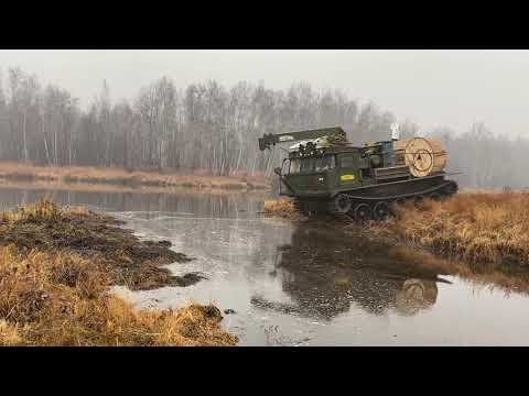 Атс 59 с грузом 7 тонн через реку