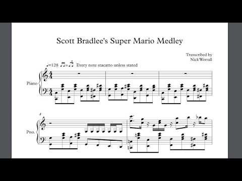 Scott Bradlee's Super Mario Medley Piano Transcription with PDF