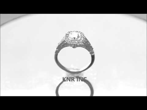 18K WHITE GOLD CUSHION CUT DIAMOND ENGAGEMENT RING BEZEL DECO ANTIQUE STYLE 1.74CTW - KNR INC - 627