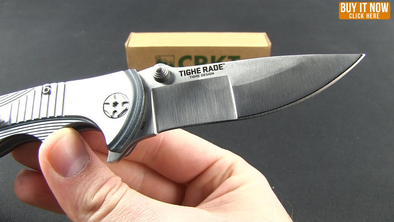 CRKT Tighe Rade Button Lock Knife (3.375" Satin) 5290