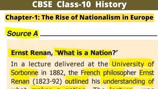 Class 10 History Chapter 1 The Rise of Nationalism in Europe Source A | Ernst Renan