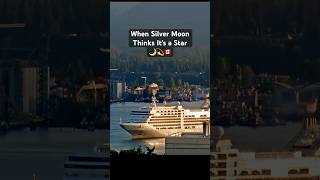 Silver Moon Shines Bright on a Perfect Vancouver Morning🌙✨ Alaska Luxury Cruise Ships #alaskacruise