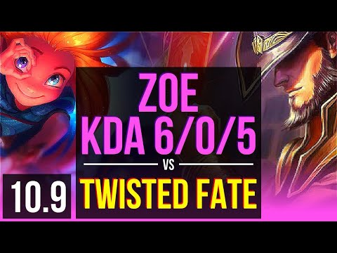ZOE vs TWISTED FATE (MID) | KDA 6/0/5, 2 early solo kills, 65% winrate | KR Master | v10.9