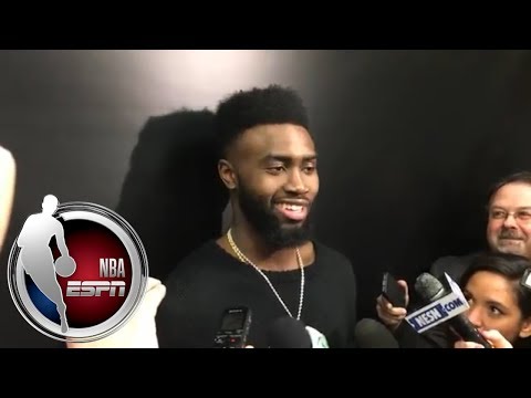 Jaylen Brown wasn't that impressed with his poster dunk on Kristaps Porzingis | NBA on ESPN