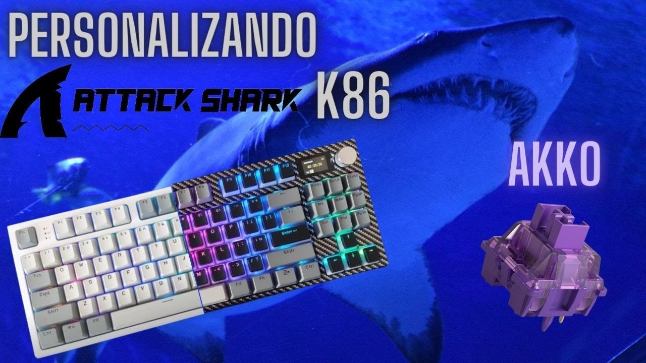 Personalizando Teclado Mecânico Attack Shark K86 - Tape Mode + Foam  Mode + Switches Akko