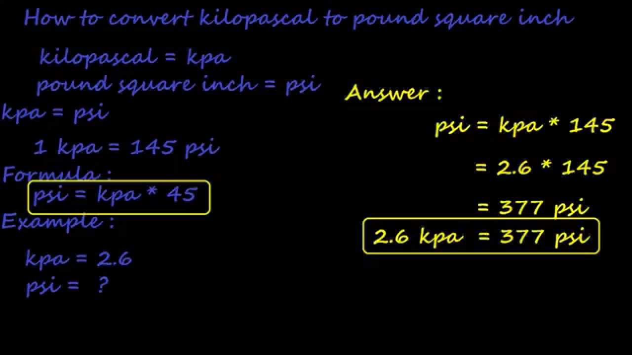 how to convert kpa to psi - pressure converter