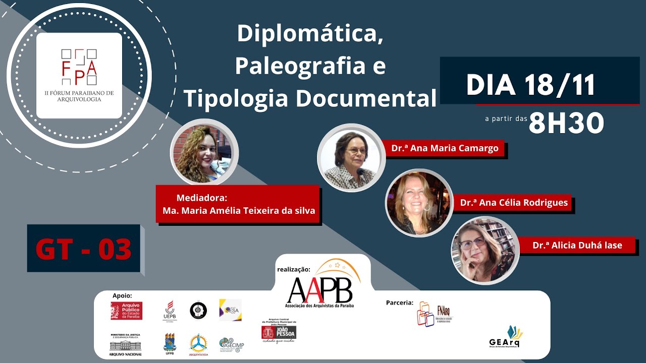GT - 03 Diplomática, Paleografia e Tipologia Documental