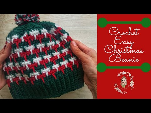 Crochet Easy Unisex Christmas Beanie / Crochet Hat...