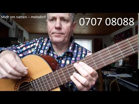 Guitar - midt om natten  - melodi riff - Am - med tal
