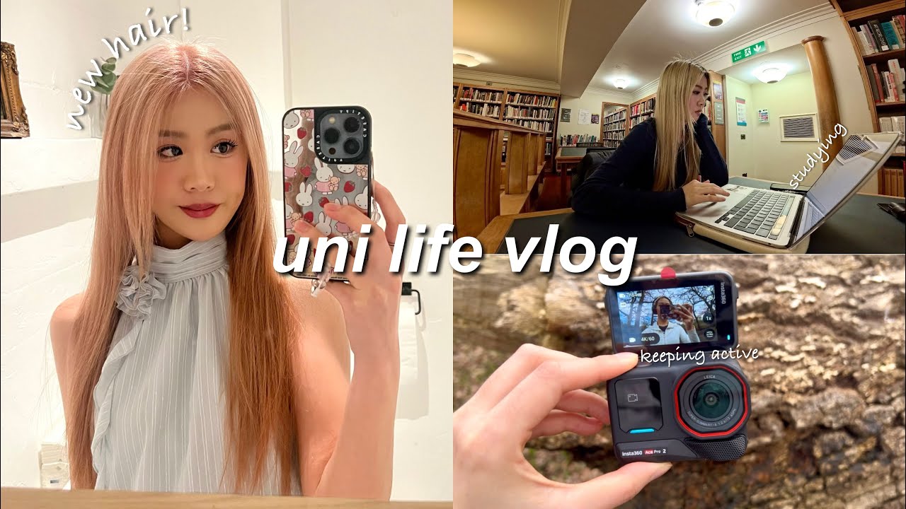 Busy uni life vlog 💬 balancing studies + hobbies, keeping active, new hair, vlogging with insta360