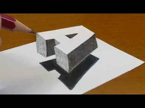Very Easy!! How To Draw 3D Floating Letter "A" #2 - Anamorphic Illusion - 3D Trick Art on paper