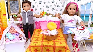 Download lagu Busy morning at Play Dolls house! House chores and baby care mp3