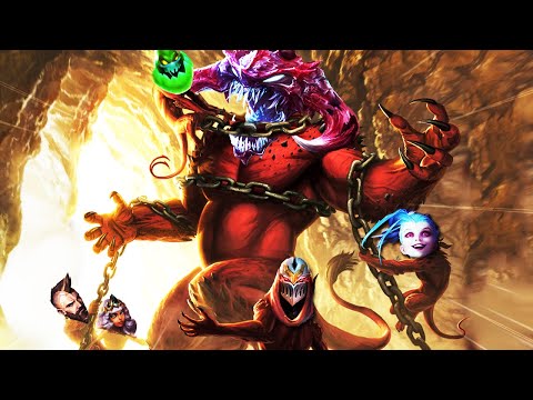 This is the Most One-Sided 1v9 Cho'Gath Game you Ever SAW!!! Two Teams fighting my MONSTER 🔥