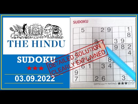 How to Solve 3 Star Hindu  Sudoku Sep 03,  2022 -  Step By Step Solution