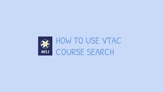 How to use VTAC CourseSearch