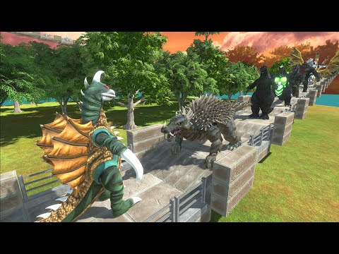 GIGAN 197X VS GHIDORAH & ALL GODZILLA DEATH CLIMB - Animal Revolt Battle Simulator