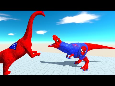 T-REX SPIDERMAN DEATH MAZE vs BRACHIOSAURUS - Animal Revolt Battle Simulator