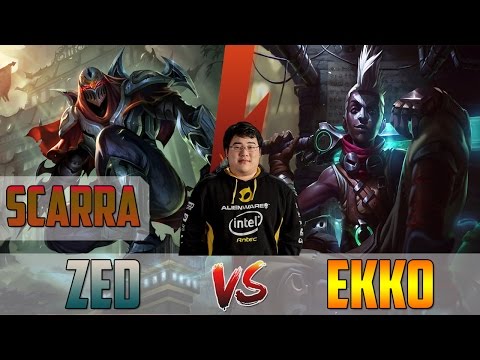 Scarra as Zed VS Ekko MID - S7 Ranked Game . Patch 7.6 [0008]
